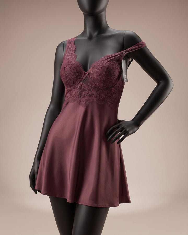 Satin & Lace Babydoll – Cameo (4382)