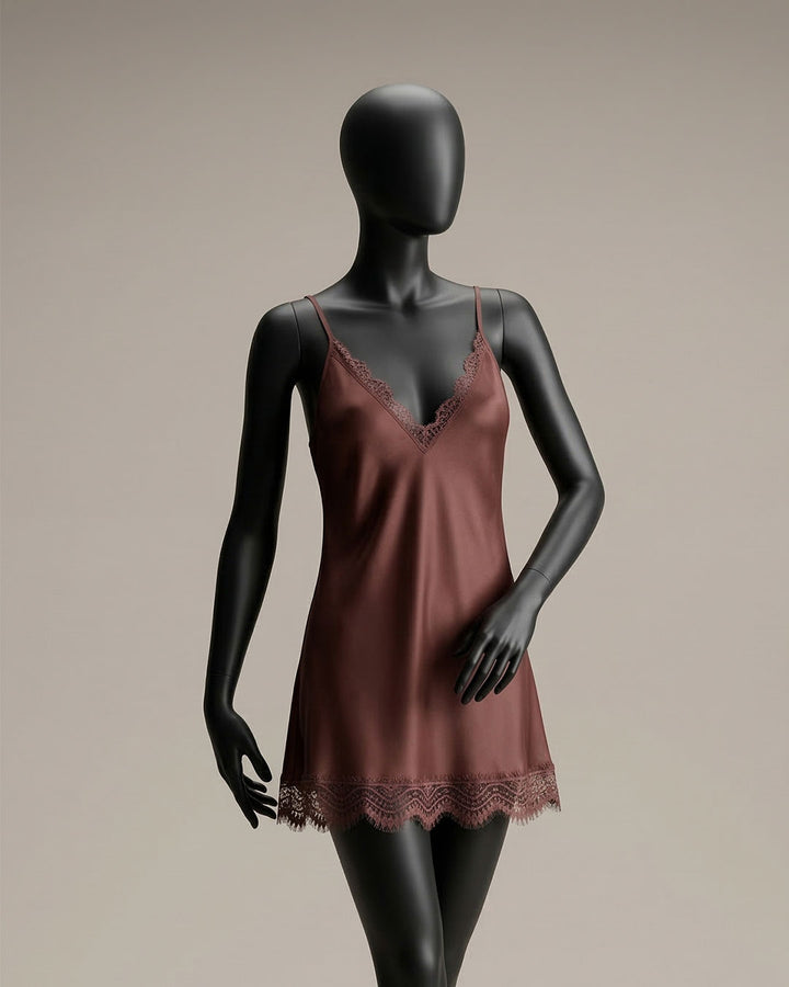 Lace Trim Satin Babydoll 4408-26