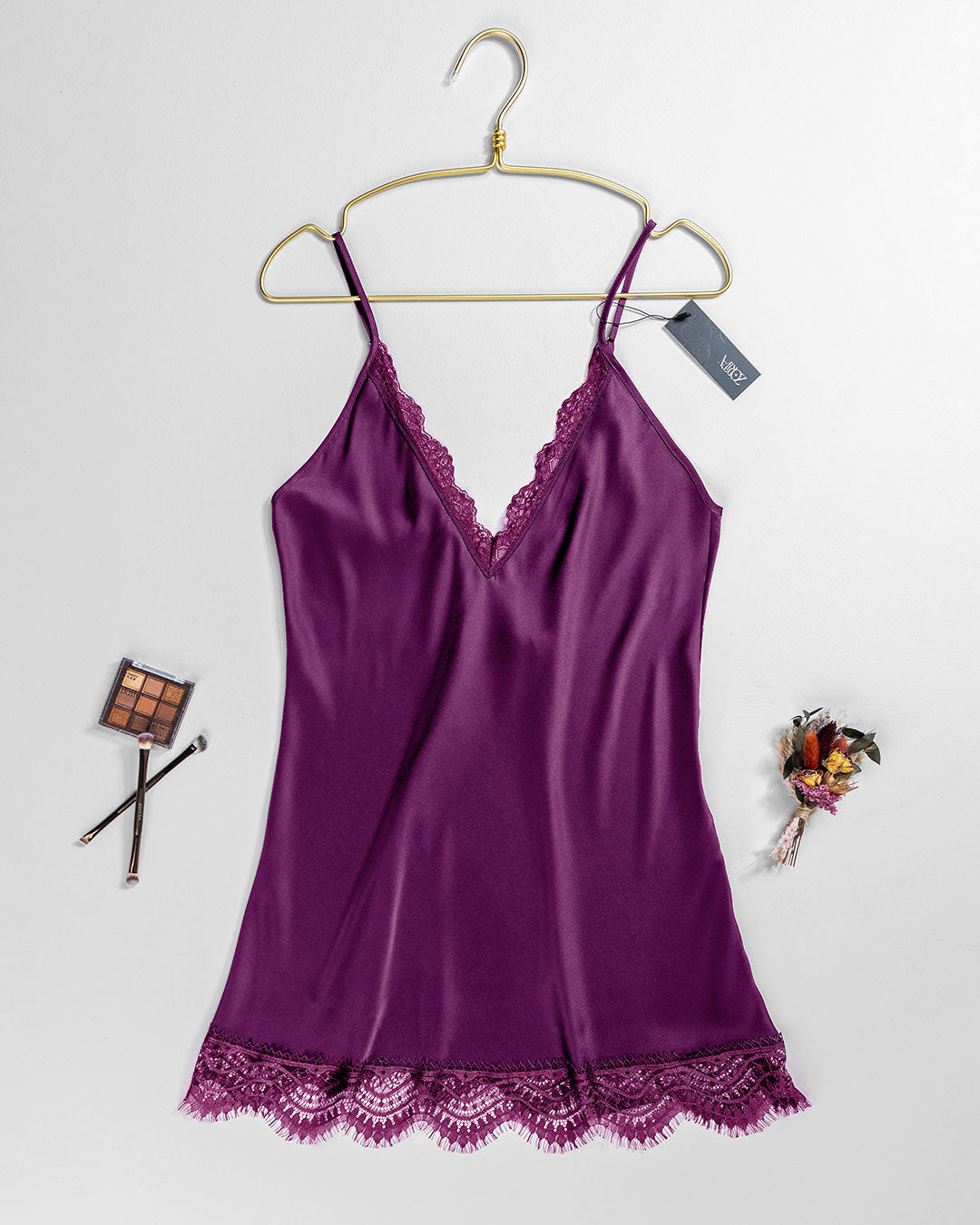 Lace Trim Satin Babydoll 4408-26