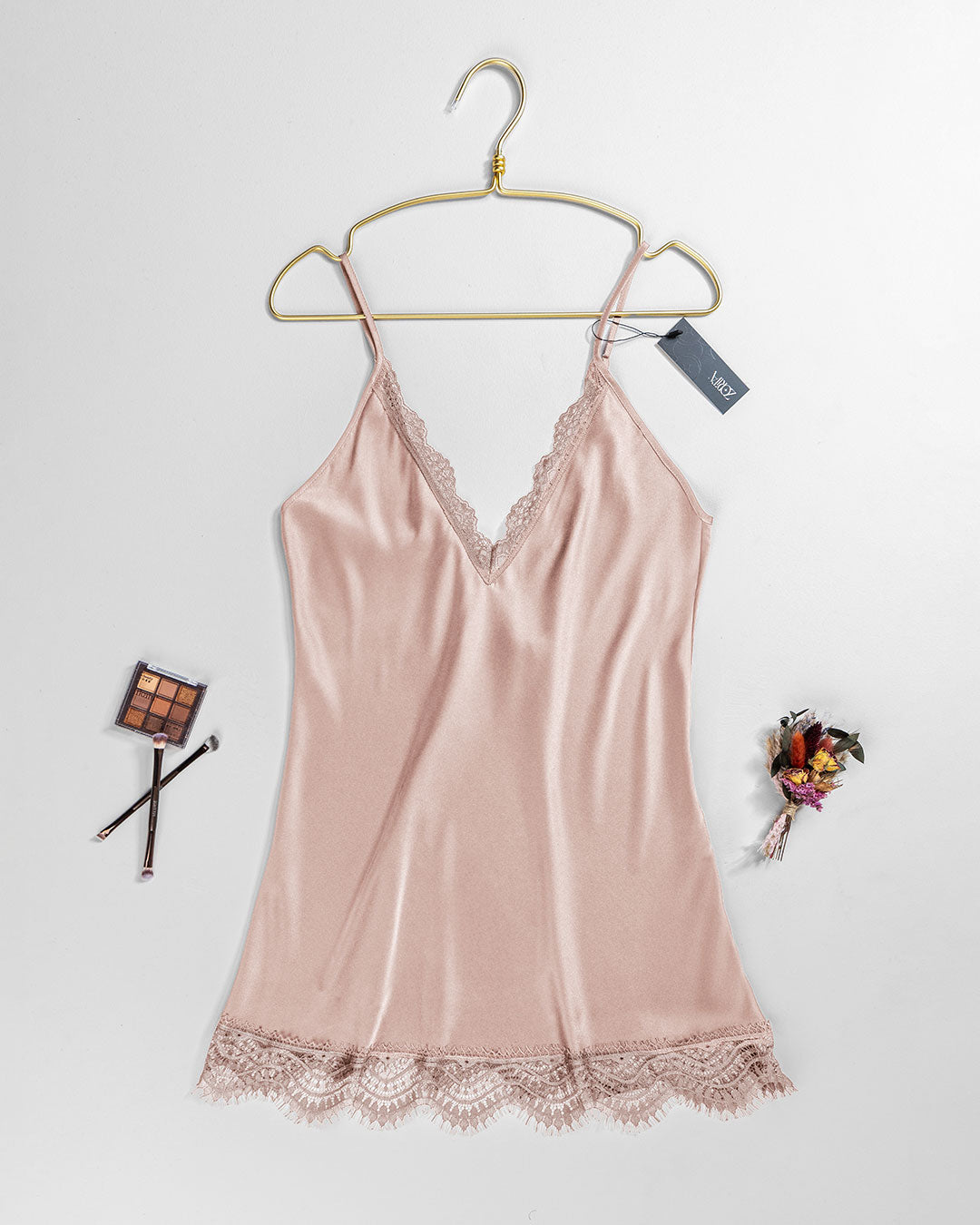 Satin Babydoll with Lace Trim – Ivory Hour (4408)