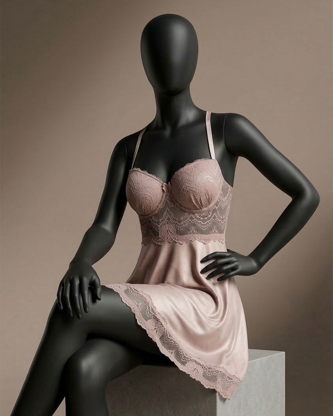 Satin Lace Padded Babydoll 4409-26