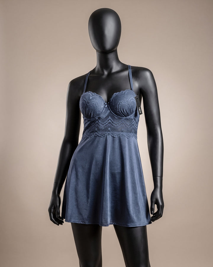 Satin & Lace Padded Babydoll – Silk Note (4409)