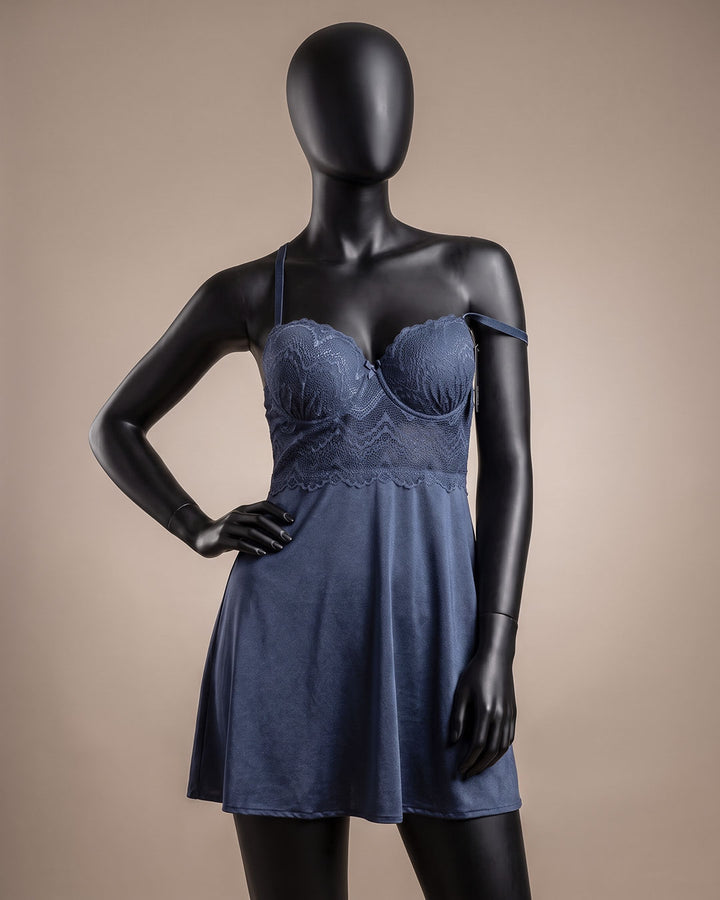 Satin & Lace Padded Babydoll – Silk Note (4409)