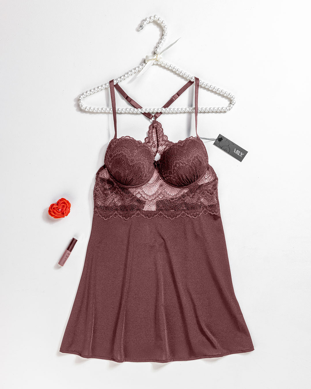 Satin Lace Padded Babydoll 4409-26
