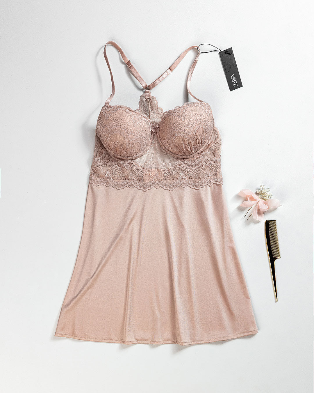 Satin Lace Padded Babydoll 4409-26