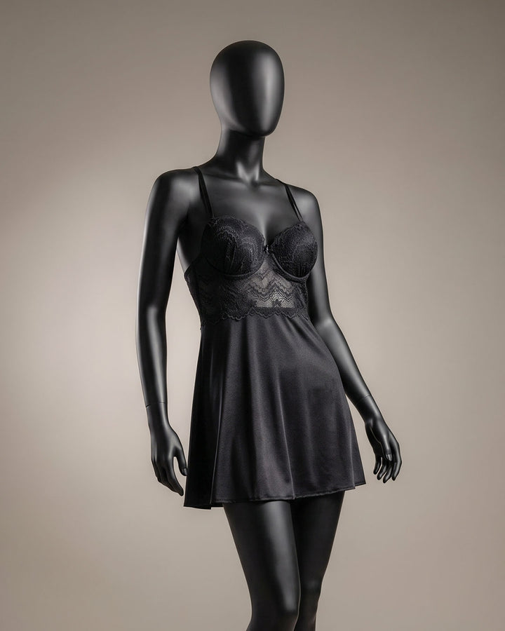 Satin & Lace Padded Babydoll – Silk Note (4409)