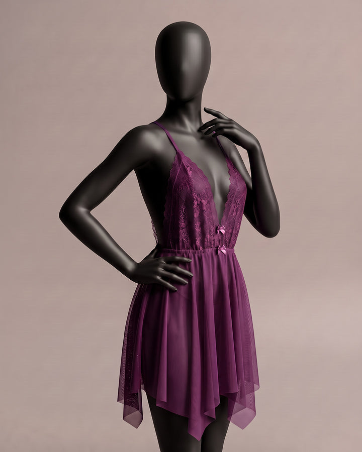 Lace & Mesh Padded Babydoll – Reverie (4410)