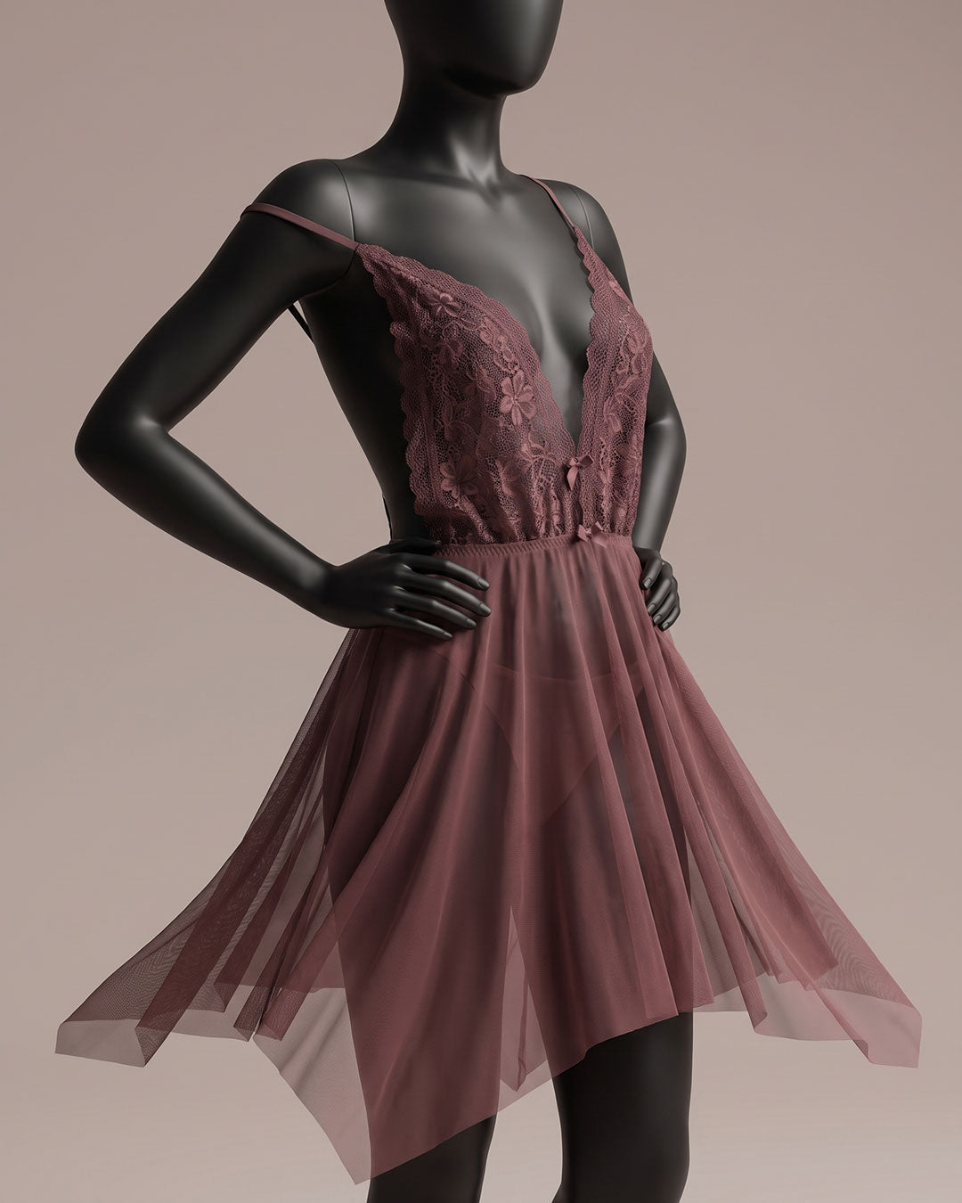 Lace & Mesh Padded Babydoll – Reverie (4410)