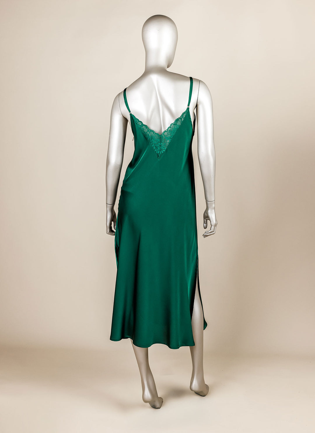 Satin Gown with Lace Trim