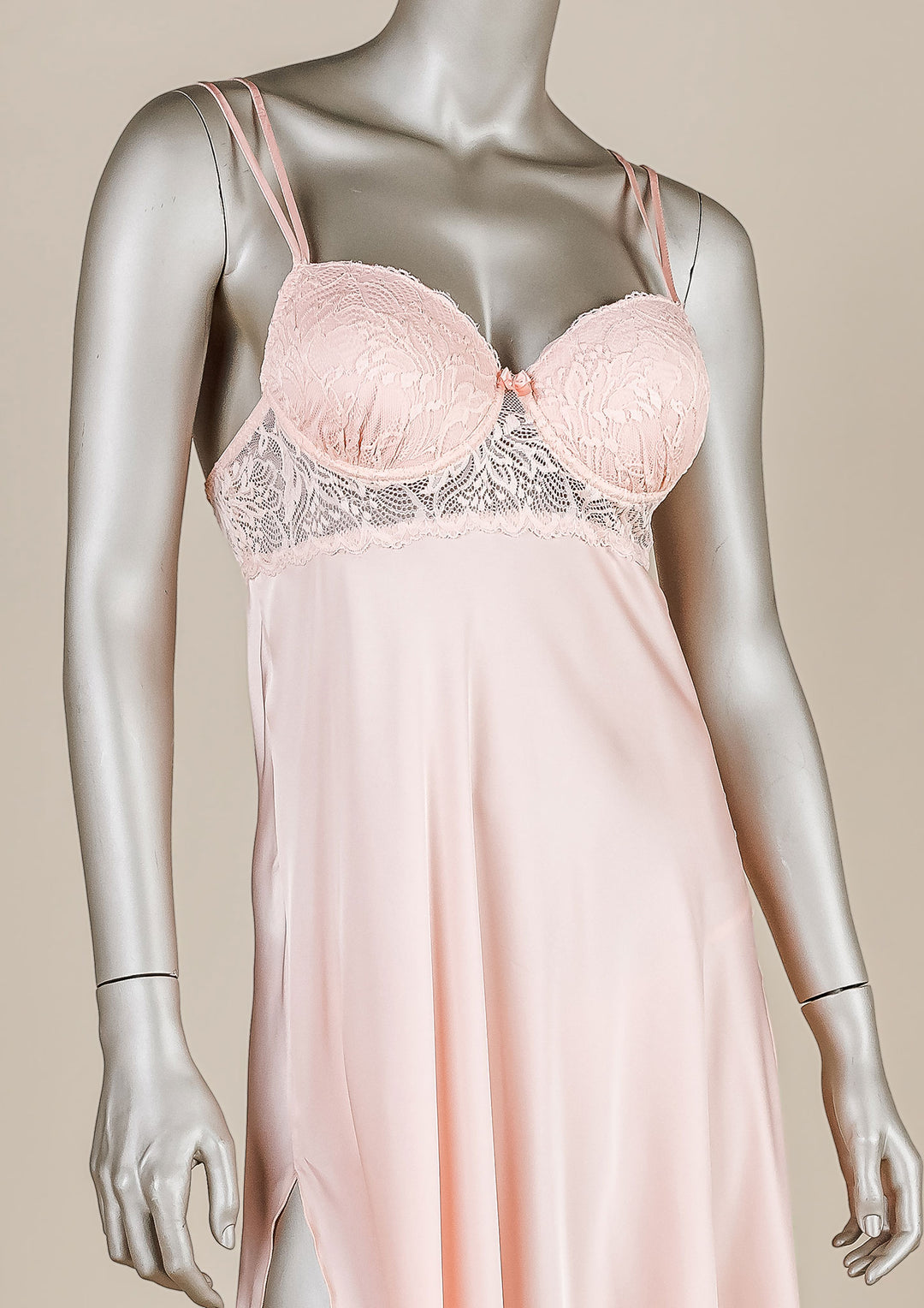 Lace-Trimmed Satin Gown