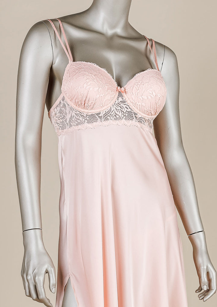 Lace-Trimmed Satin Gown