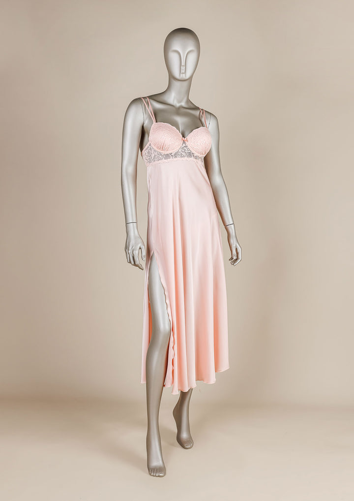 Lace-Trimmed Satin Gown