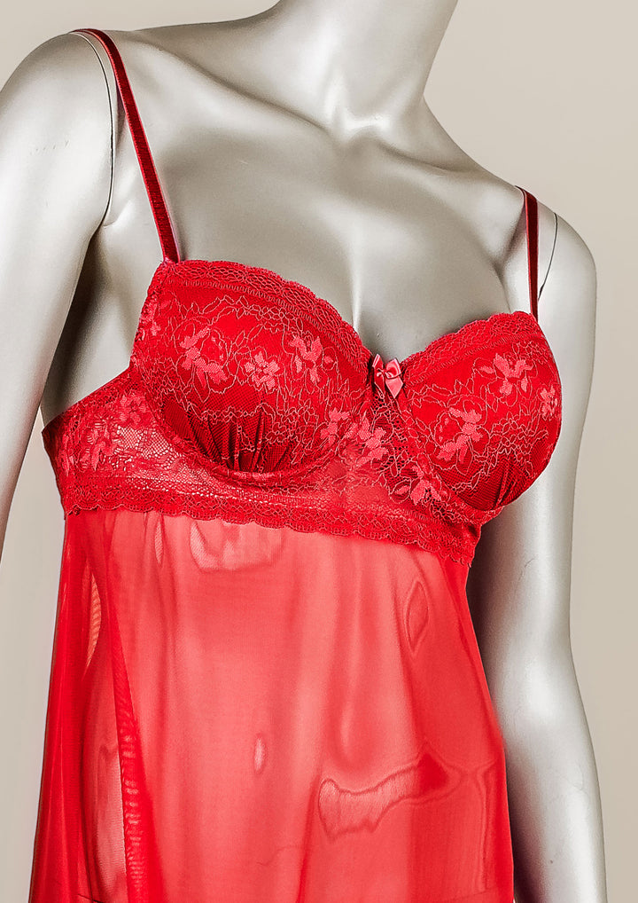 Padded Mesh Gown with Adjustable Straps