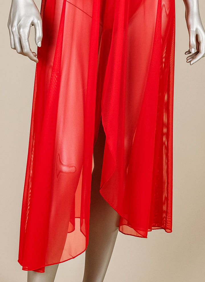 Padded Mesh Gown with Adjustable Straps