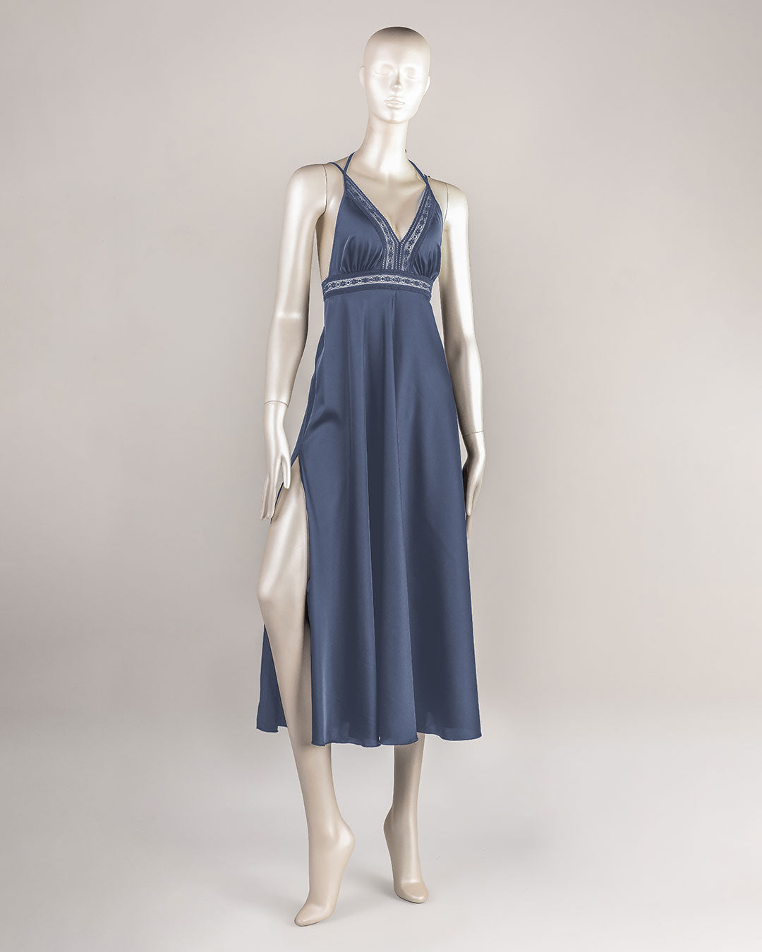 Lace Trim Satin Gown 4861-26