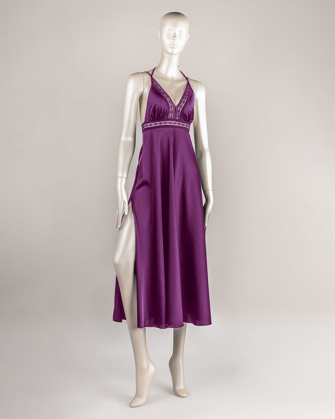 Lace Trim Satin Gown 4861-26