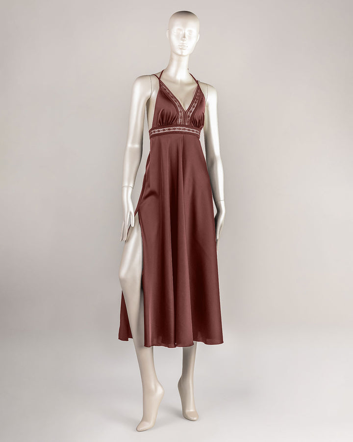 Lace Trim Satin Gown 4861-26