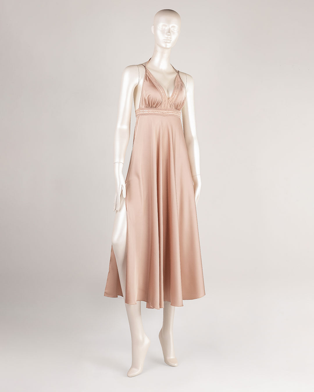 Lace Trim Satin Gown 4861-26