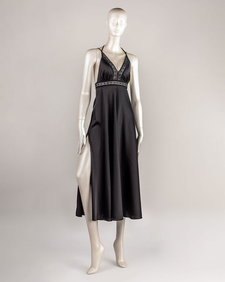 Lace Trim Satin Gown 4861-26