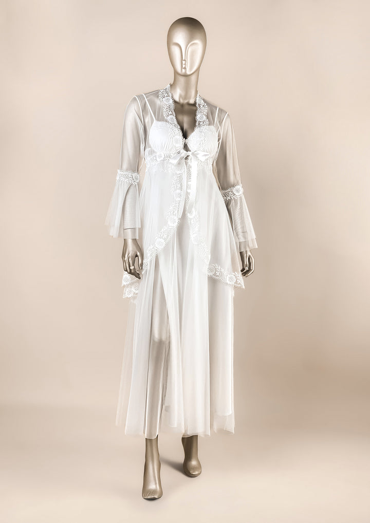 White Satin Lace Bridal Set