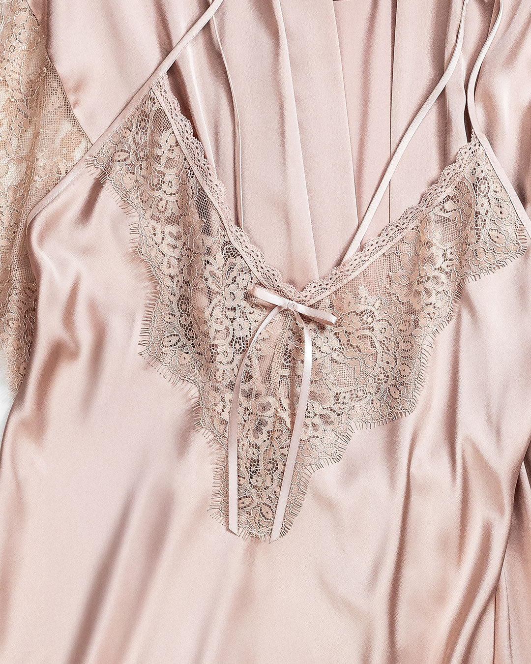 Satin Lace Trim Robe Set 6092-26