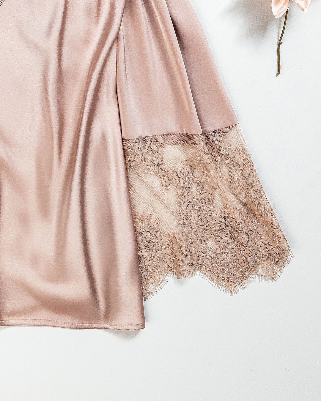 Satin Lace Trim Robe Set 6092-26