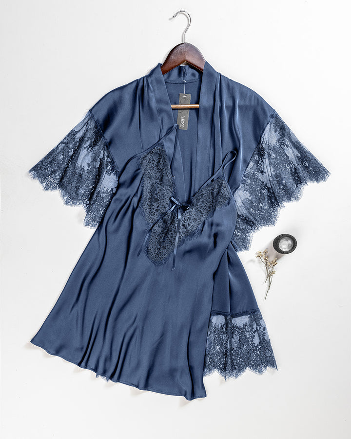 Satin Lace Trim Robe Set 6092-26