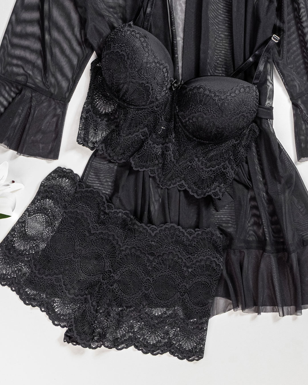 Mesh Lace Robe Set 6106-26