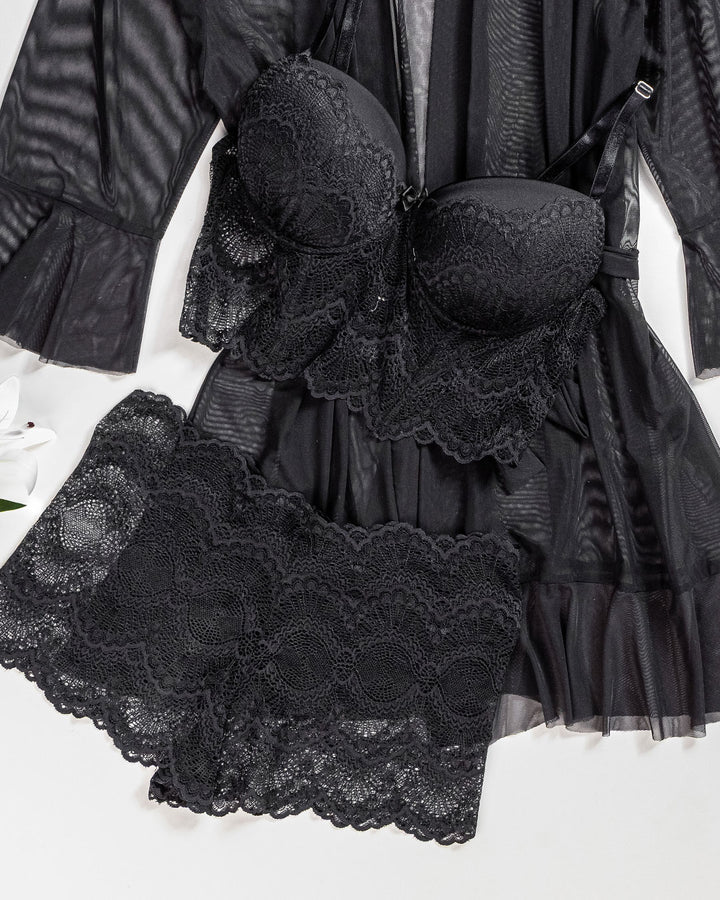 Mesh Lace Robe Set 6106-26