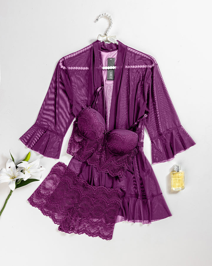 Mesh Lace Robe Set 6106-26