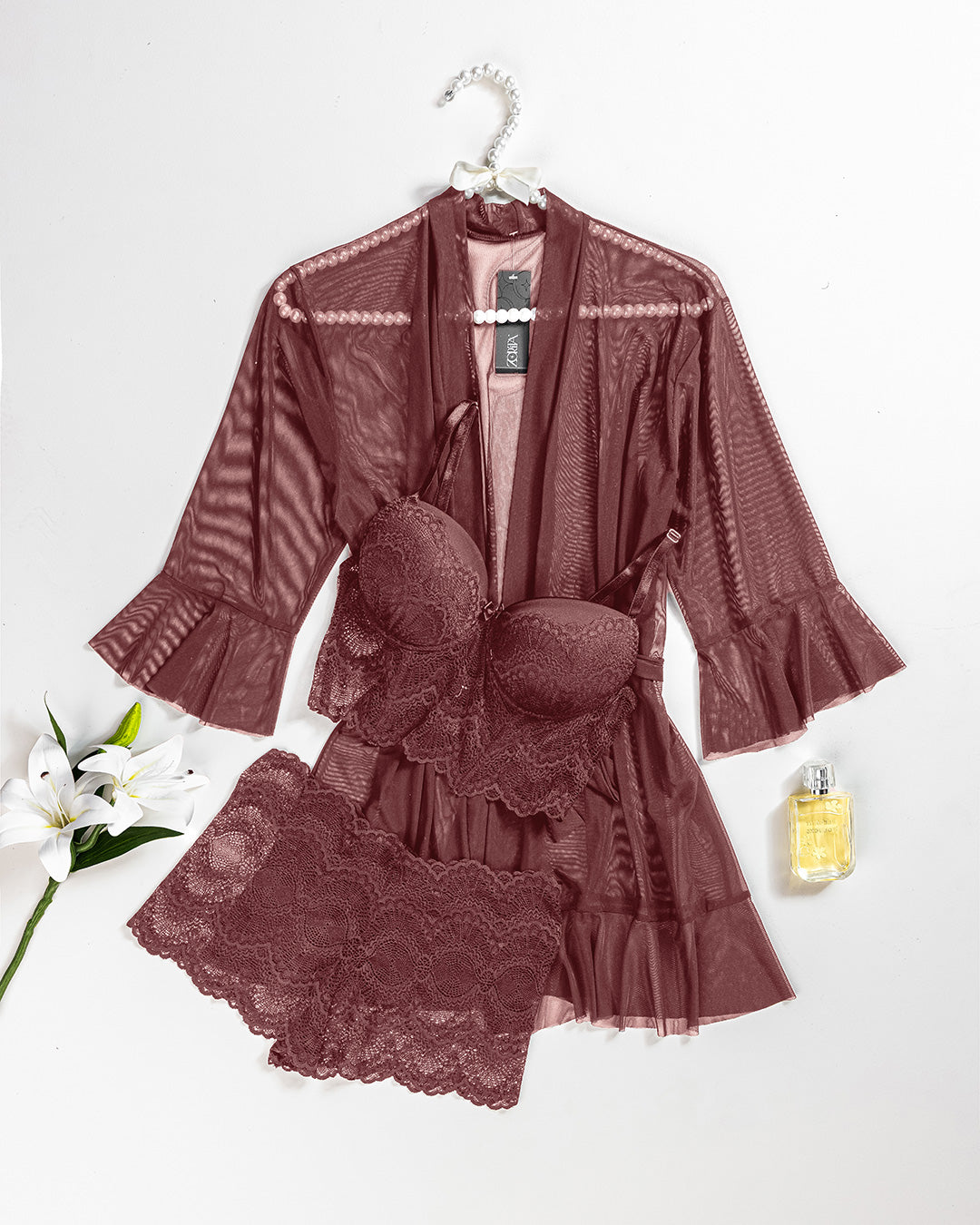 Mesh Lace Robe Set 6106-26