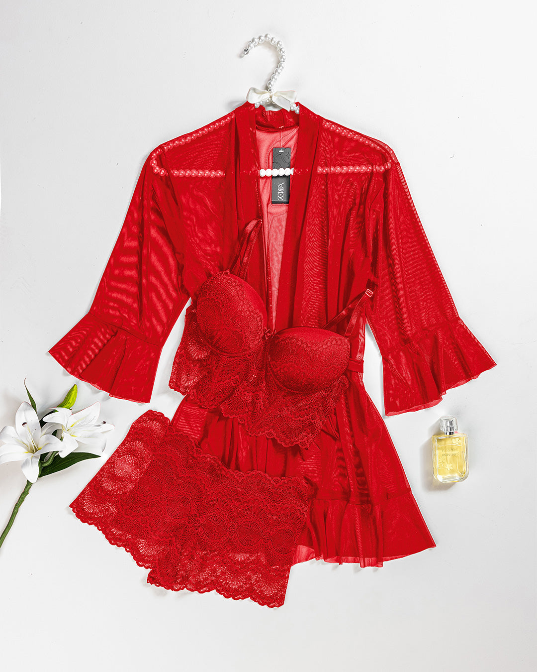 Mesh Lace Robe Set 6106-26