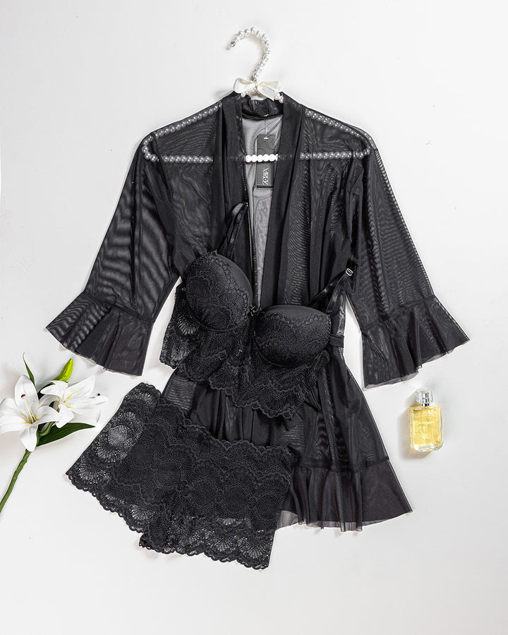 Mesh Lace Robe Set 6106-26