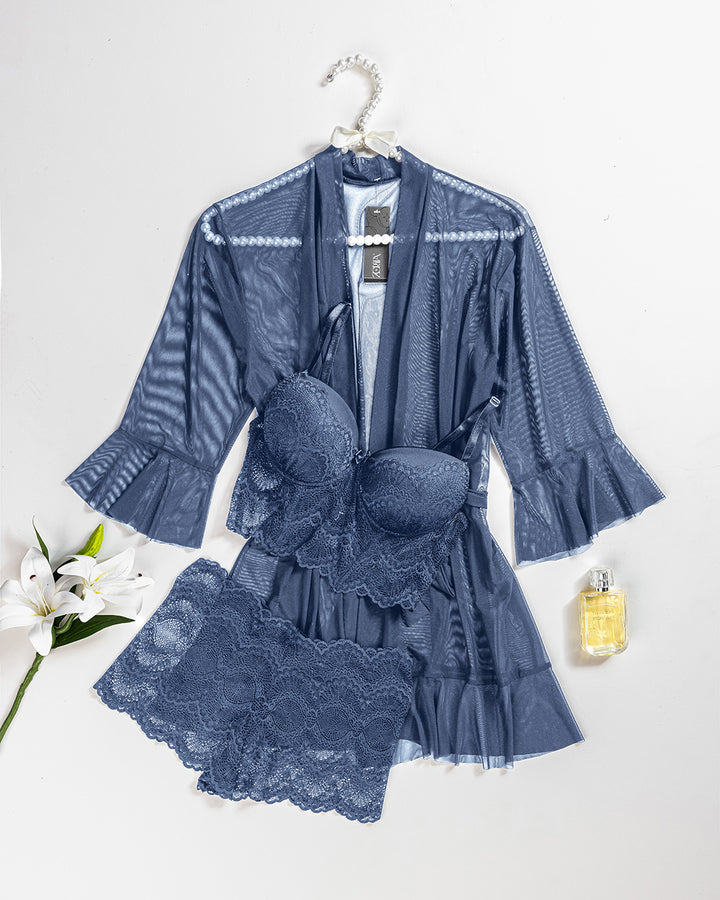 Mesh Lace Robe Set 6106-26