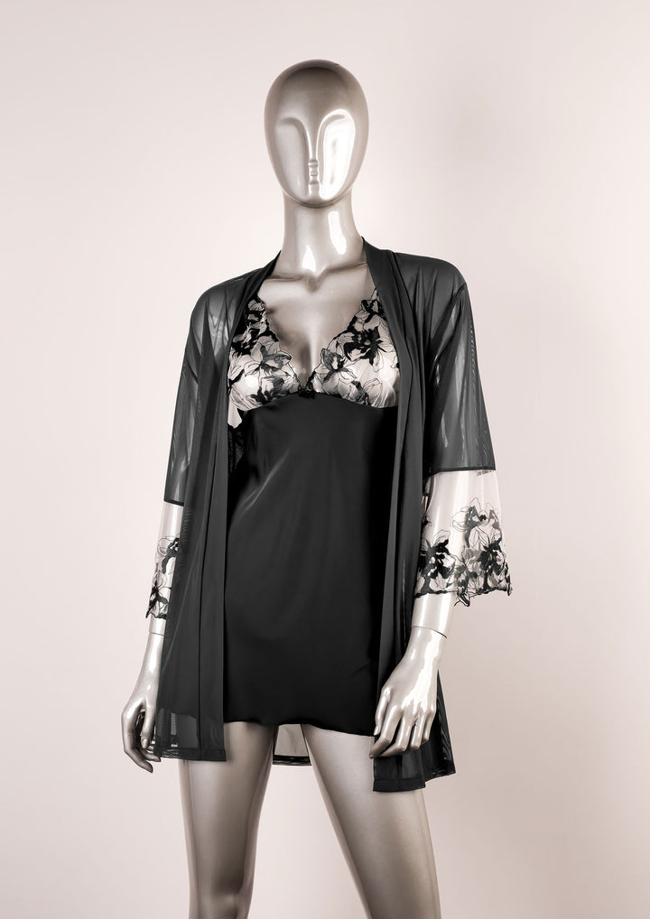 Sexy robe set with trim lace