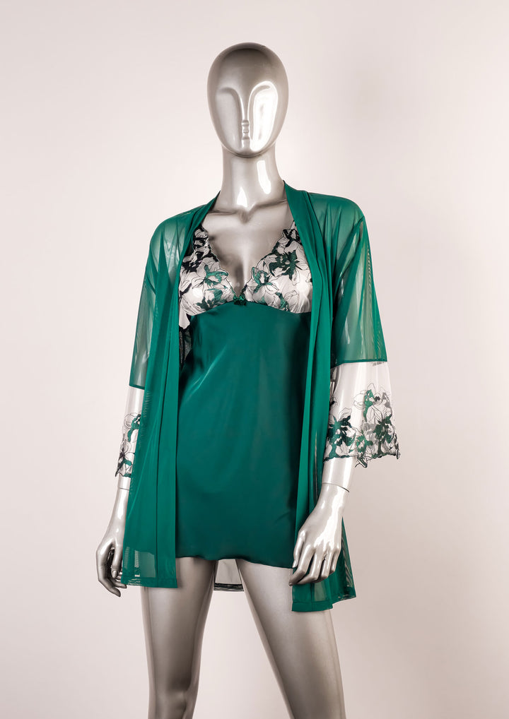 Sexy robe set with trim lace